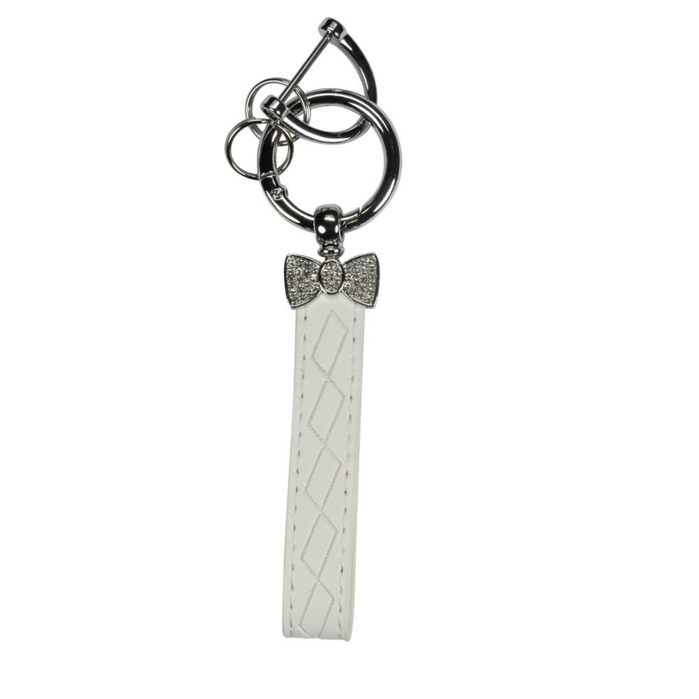 PORTACHIAVI PELLE CON FIOCCO STRASSE CM2x10H BIANCO